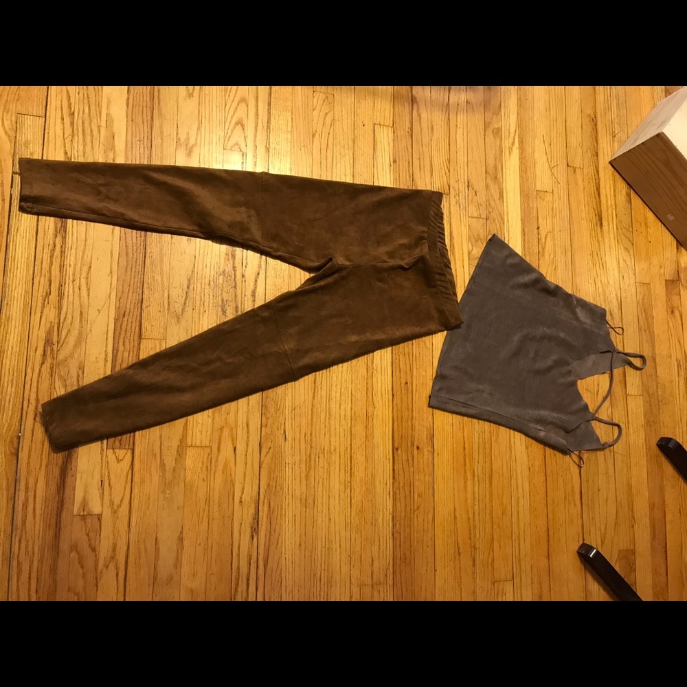 Velvet stretchy leggings and matching top size S